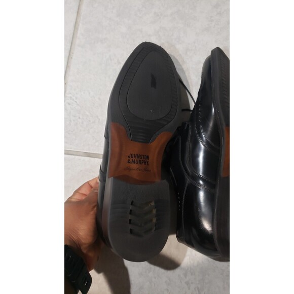 Johnston & Murphy Wingtip Shoes Black Leather 10 M Sheepskin Signature Series - Picture 4 of 6